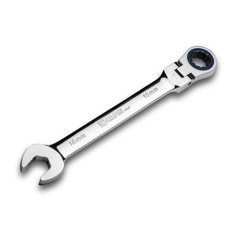 CAPRI TOOLS 100-Tooth 15 mm Flex-Head Ratcheting Combination Wrench 11547